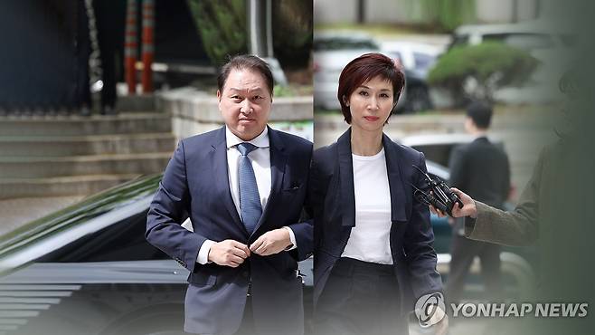 최태원·노소영 '이혼 소송' 2심 종결…다음달 30일 선고 (CG) [연합뉴스TV 제공]