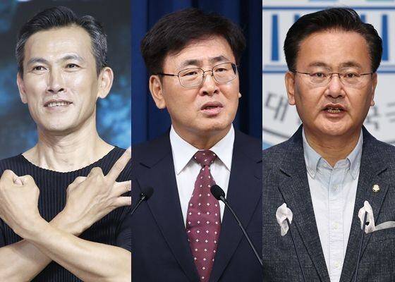 배우(왼쪽부터) 유오성, 유상임 과학기술정보통신부 장관 후보, 유상범 국민의힘 의원. / 뉴스1