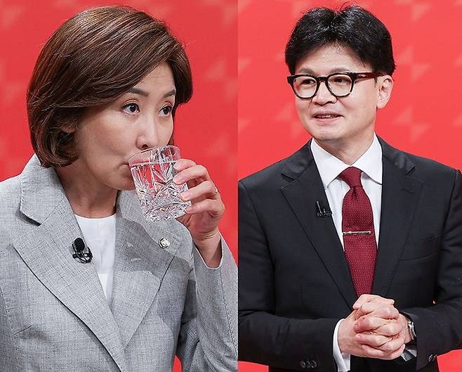 (왼쪽부터) 나경원, 한동훈 국민의힘 당대표 후보. 뉴시스