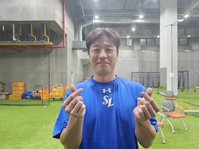 인터뷰에 임한 삼성 강민호. 김영록 기자