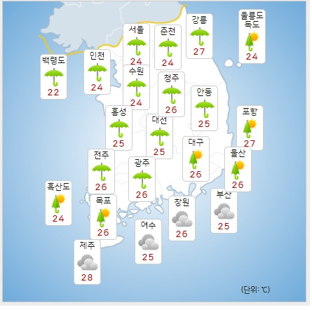 ⓒ기상청: 오늘(21일) 오전 전국날씨