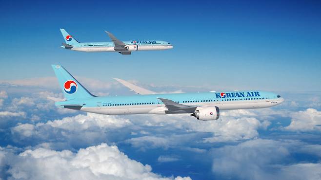 대한항공 B777-9(아래) 및 787-10(위) 이미지.(사진=대한항공)