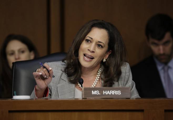 Sen. Kamala Harris, D-Calif., speaks before the Senate Select Committee on Intelligence on Capitol Hill, June 13, 2017, in Washington. (AP)