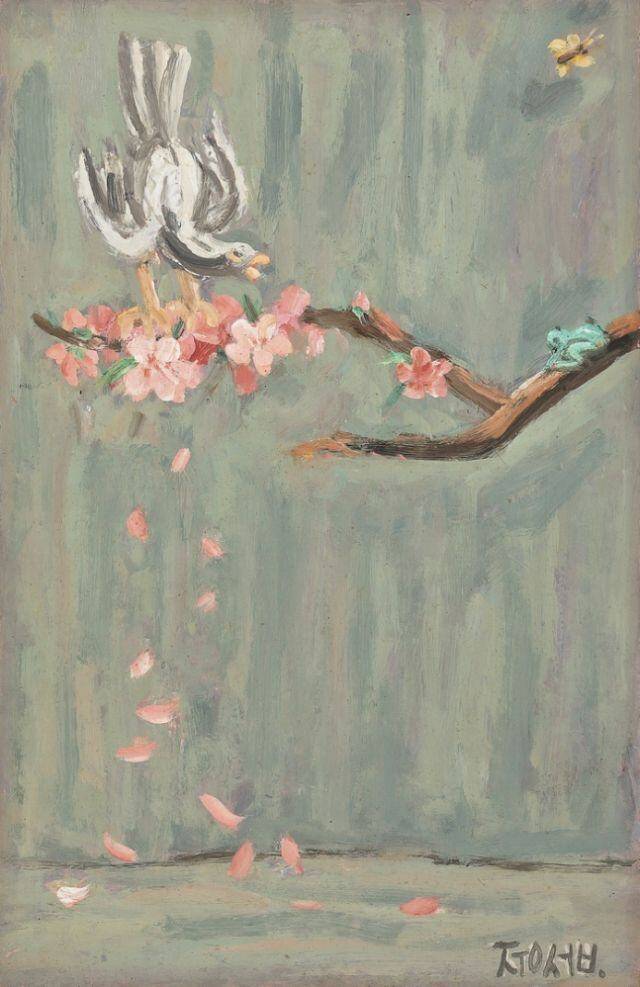 이중섭이 1950년대 그린 ‘꽃나무 가지에 앉은 새’. 2020년 홍콩 반출이 무산된 이 작품도 이제 자유롭게 해외 판매와 전시가 가능해졌다.