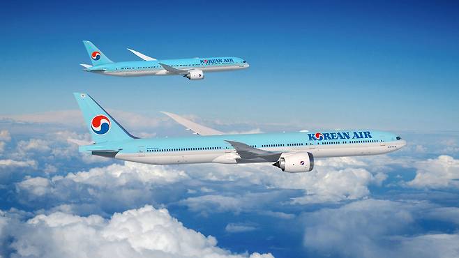 대한항공이 운용할 보잉 B777-9(아래), B787-10 드림라이너. / 대한항공 제공