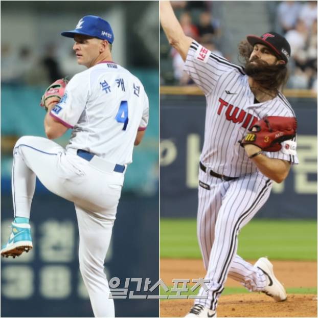 KBO리그의 대표 장수 외국인 투수인 데이비드 뷰캐넌과 케이시 켈리. 뷰캐넌은 지난 시즌 뒤 재계약 불발, 켈리는 최근 퇴출 당하며 소속팀과 이별했다. 삼성 제공, IS 포토