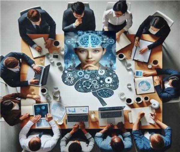 마이크로소프트(MS) 인공지능(AI) 서비스 코파일럿에서 필자가 생성한 이미지. 인간과 기계가 협업하는 모습이다 .