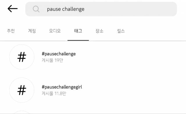 인스타그램에서 'pause challenge'로 검색하자 이를 태그한 19만개의 게시물이 검색됐다. 인스타그램 캡처