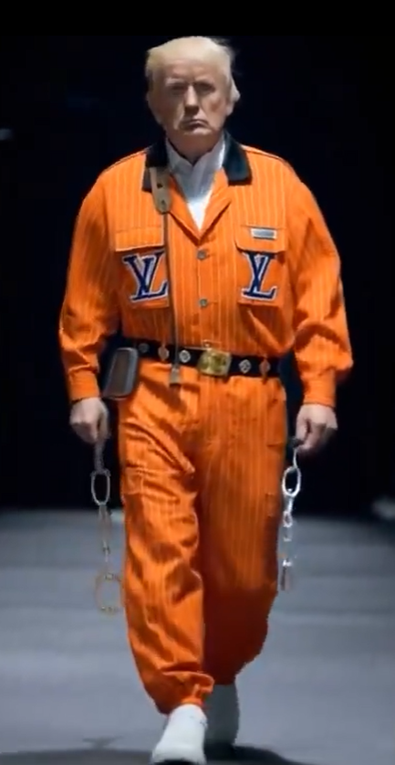 일론 머스크 테슬라 CEO가 올린 ‘AI 패션쇼를 위한 최고의 시기’ 영상 속 트럼프 전 대통령 모습. 일론 머스크 X계정