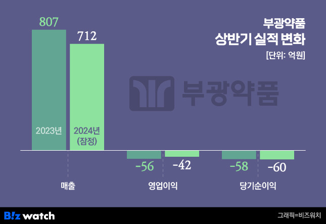 부광약품 상반기 실적 변화. /그래픽=비즈워치