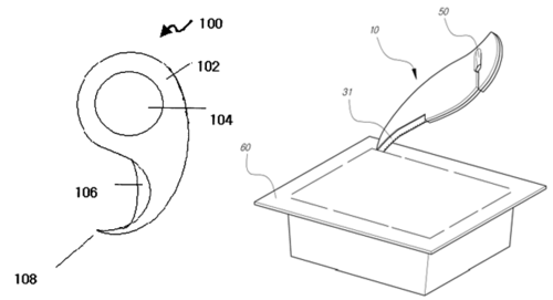 왼쪽부터 실용신안 20-0257881 랩칼(손영호, 2001년), 실용신안 20-2005-0024801(김상붕, 2005).