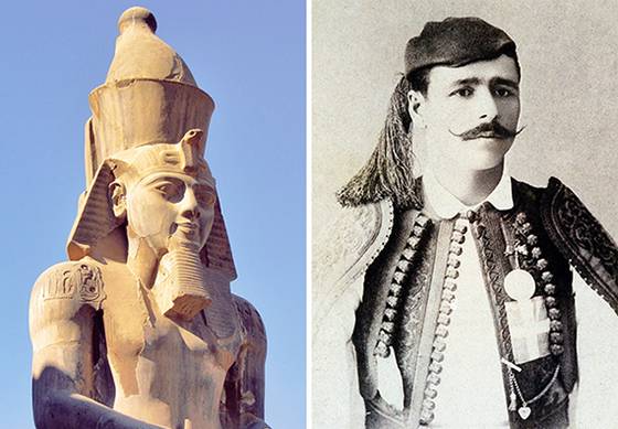 나라를 통치할 능력이 있음을 증명하기 위해 백성 앞에서 달렸다는 이집트의 파라오 람세스 2세(왼쪽). 올림픽 마라톤 첫 우승자인 스피리돈 루이스. [사진 픽사베이, 위키피디아]