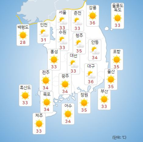 ⓒ기상청: 오늘(31일) 전국날씨