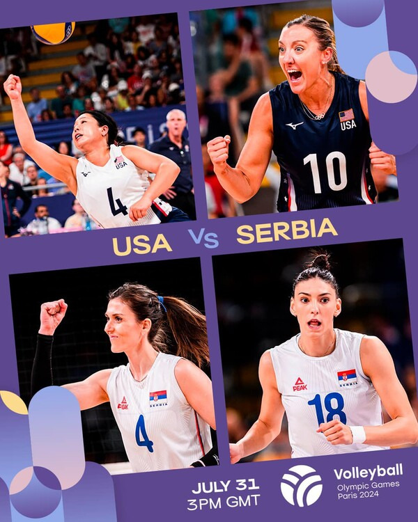 2024 파리 올림픽 배구 여자부 미국vs세르비아 경기 홍보이미지.(자료출처=FIVB)