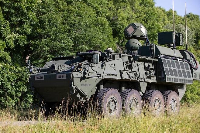 미군 스트라이커 장갑차에 탑재된 단거리 레이저 방공 무기&nbsp;M-SHORAD. 세계일보 자료사진