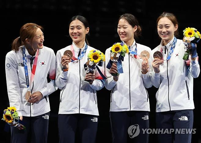 2021년 7월 도쿄 올림픽 동메달 당시 최수연(왼쪽부터), 김지연, 서지연, 윤지수 [연합뉴스 자료사진]