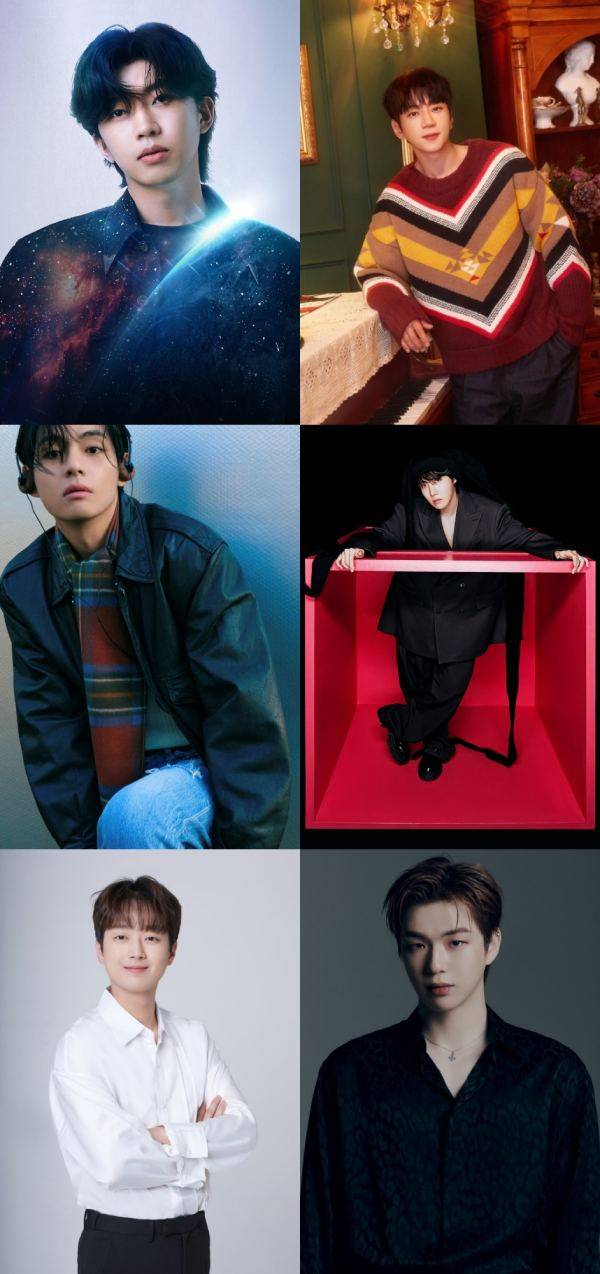 '팬앤스타 초이스상' 솔로 부문 : 물고기컴퍼니, 텐투엔터테인먼트, 빅히트 뮤직, 커넥트엔터테인먼트, 티엔엔터테인먼트 (왼쪽부터 시계방향으로 임영웅, 황치열, 방탄소년단 제이홉, 강다니엘, 이찬원, 방탄소년단 뷔)