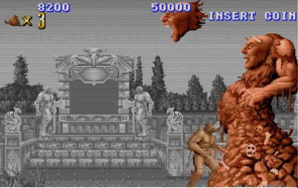 자신의 머리를 뽑아 던지는 수왕기의 첫 판 보스