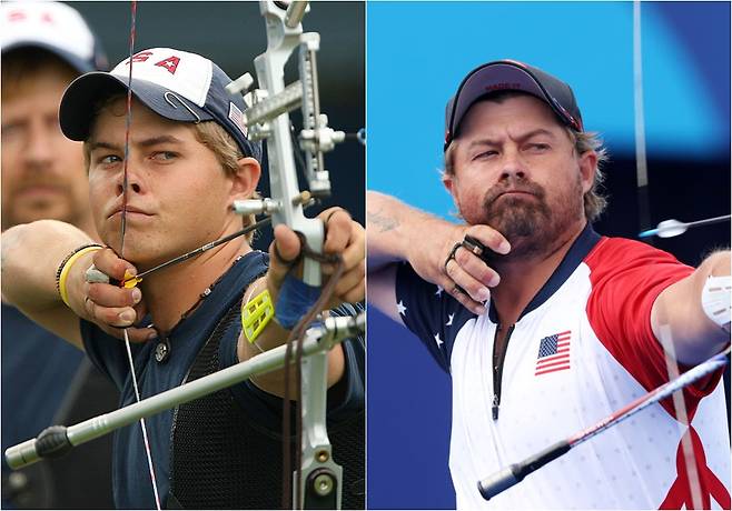 2008년 베이징 올림픽에 출전했을 때의 브레이디 엘리슨(왼쪽)과 이번 파리 올림픽에서의 경기 모습 [게티이미지]