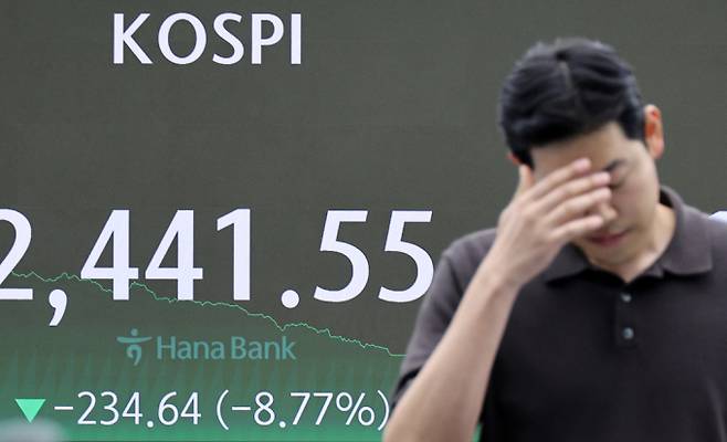 사진은 5일 장 마감 후 서울 중구 하나은행 딜링룸. /사진=임한별 기자