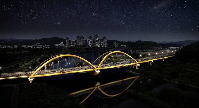 [대전=뉴시스] 대전 한샘대교 야간경관 조명. (사진=대전시 제공) 2024.08.09. photo@newsis.com  *재판매 및 DB 금지