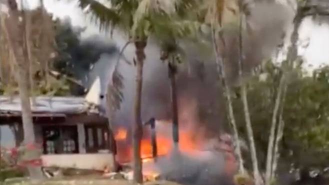 브라질 여객기 주택가 추락 현장 [Felipe Magalhaes Filho 제공]