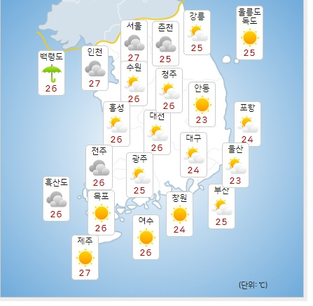 ⓒ기상청: 내일(12일) 오전 전국날씨