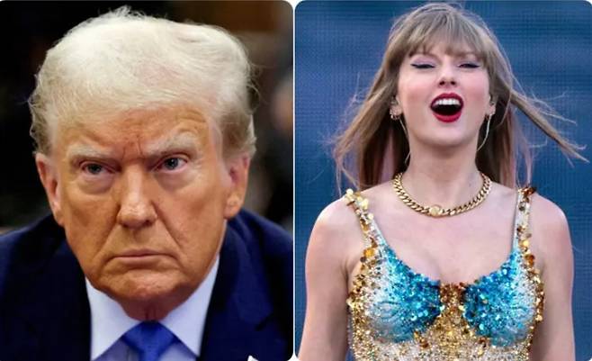 도널드 트럼프 미국 전 대통령(왼쪽)과 테일러 스위프트. [로이터, AP]