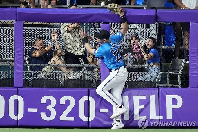 9회초 홈런이 될 뻔한 김하성의 타구 [AP=연합뉴스]