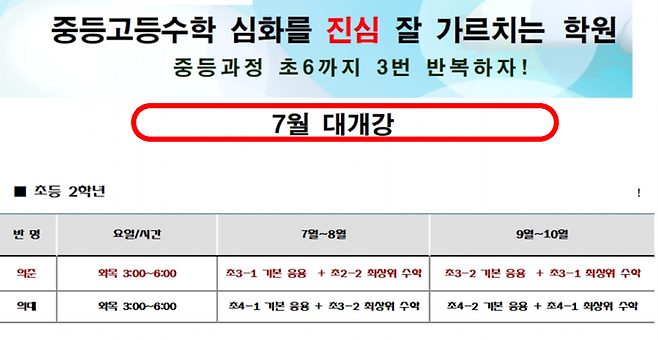 서울의 한 학원이 홍보한 초등의대반 홍보 포스터. | 사교육걱정없는세상 제공