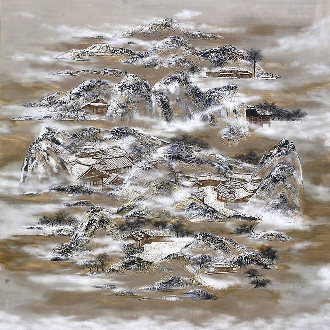 ▲ 텅에 nest (457-04-24-007) 122.0 x 122.0cm, Ottchil painting