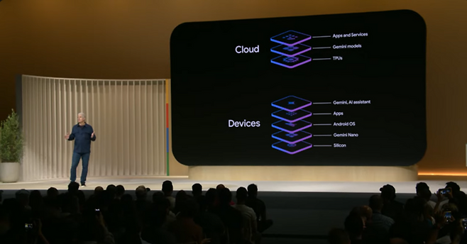 릭 오스터로 구글 수석부사장(SVP)이 13일(현지시간) 구글 마운틴뷰에서 열린 ‘메이드 바이 구글’행사에서 기조연설을 하고 있다. [사진 = 구글유튜브]