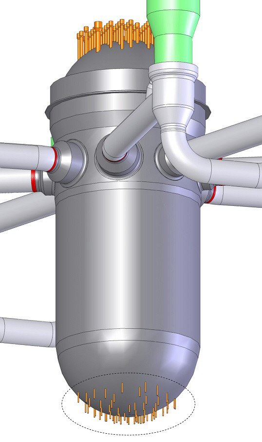 원자로 압력용기 하부헤드 관통관 형상. 한수원 제공