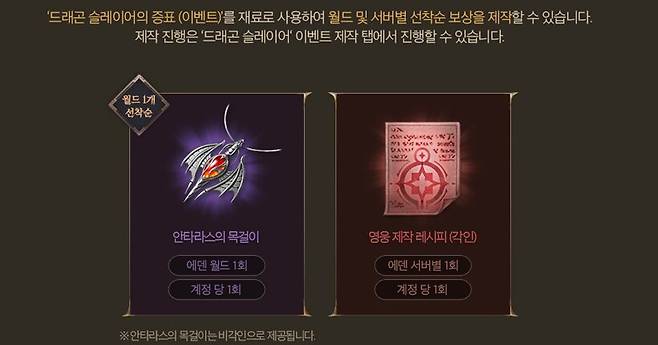 ▲ 선착순으로 1명만 전설 목걸이를 얻는다.