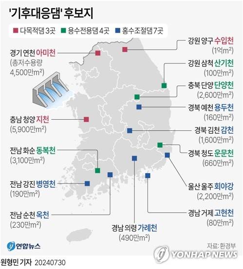 [그래픽] '기후대응댐' 후보지 (서울=연합뉴스) 원형민 기자