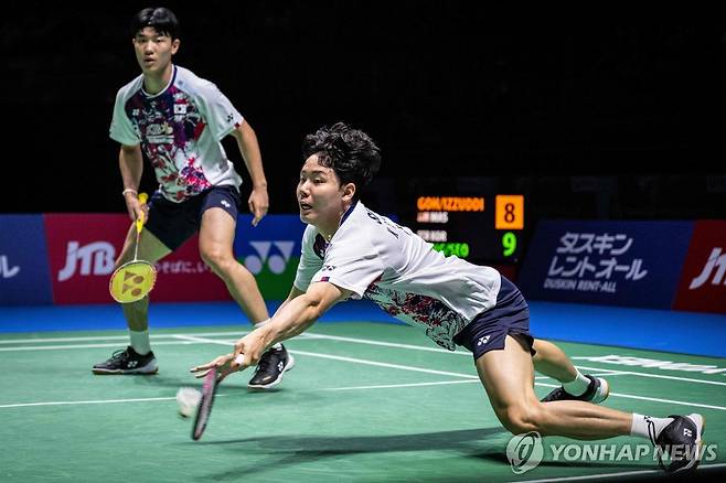 강민혁-서승재의 일본오픈 결승전 경기 모습 [AFP=연합뉴스]