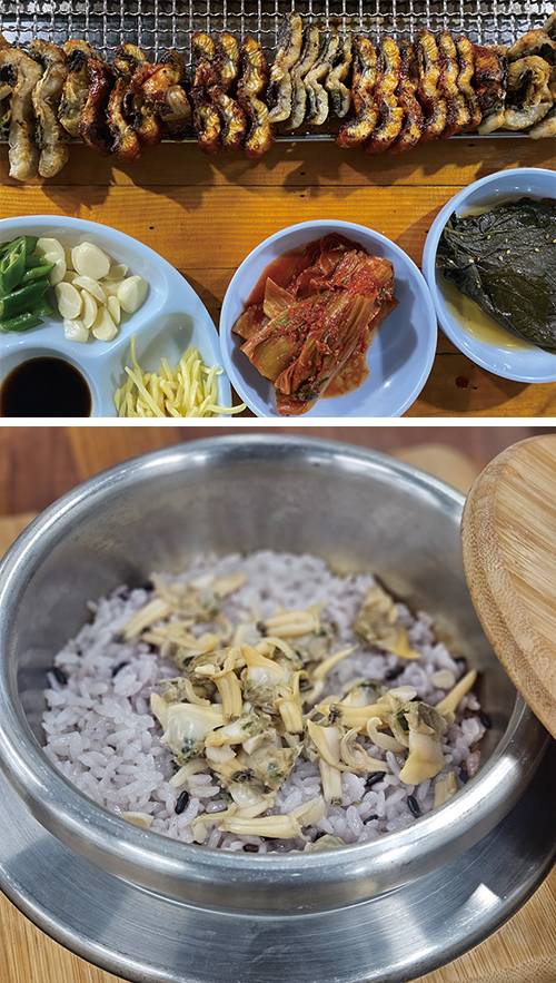 위 바다마을 장어구이, 아래 모꼬지 함초 바지락솥밥