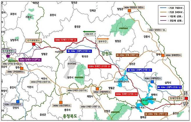 [세종=뉴시스]동해안~수도권 전력망 사업 그래픽이다. (사진=한국전력 제공) *재판매 및 DB 금지