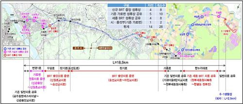 세종∼공주 광역 간선급행버스(BRT) 노선도 [국토부 제공. 재판매 및 DB 금지]