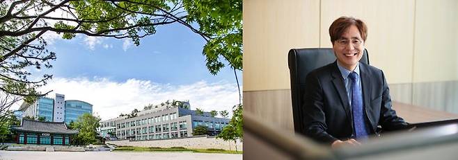 [서울=뉴시스] (왼쪽부터) 성균관대학교 600주년기념관 국제관, 홍문표 입학처장 (사진=성균관대 제공) *재판매 및 DB 금지