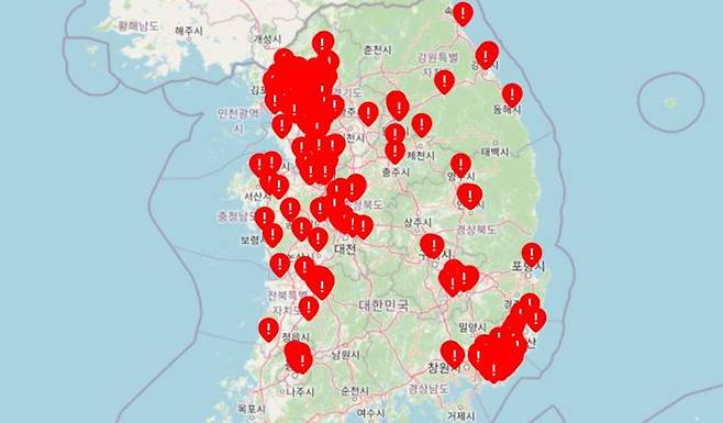 (샤진=딥페이크 피해학교 지도 누리집 갈무리) *재판매 및 DB 금지