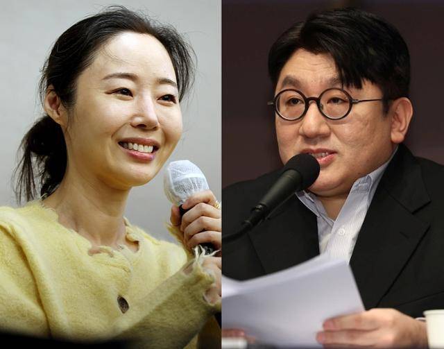 민희진 전 어도어 대표이사와 방시혁 하이브 의장. 연합뉴스