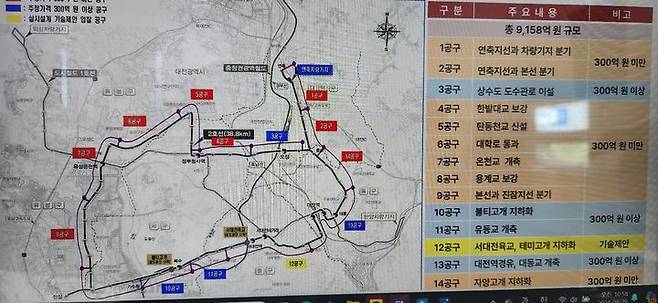 [대전=뉴시스]대전도시철도 2호선 트램 건설공사 공구별 현황. 2024. 08. 29  *재판매 및 DB 금지