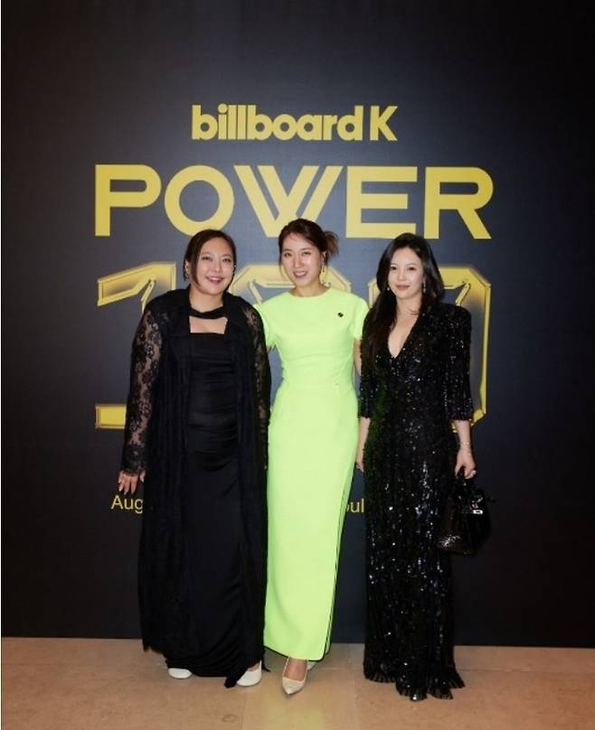 박주원 시몬느 에프씨 대표, 김유나 빌보드 코리아 대표, 차가원 피아크그룹 회장(왼쪽부터). 사진제공|빌보드 코리아