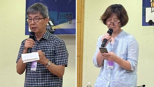 고 정슬기 씨의 아버지 정금석 씨와 고 장덕준 씨의 어머니 박미숙 씨는 오늘(2일) 토론회에 참석해 근무환경 개선을 촉구했다.