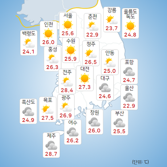 3일 오전 9시 현재 전국 날씨. [사진=기상청 날씨누리]