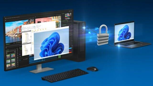인텔 썬더볼트 쉐어. 썬더볼트 케이블로 연결된 두 PC간 파일 전송과 원격 제어를 지원한다. (사진=인텔)