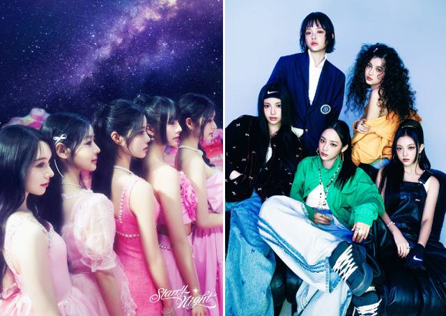 피프티 피프티는 기존 멤버 키나에 문샤넬, 예원, 하나, 아테나가 합류해 5인조로 재정비했다. 오른쪽 사진 뉴진스는 민희진 전 어도어 대표 해임에 이어 뮤직비디오를 제작한 돌고래유괴단 신우석 대표와 어도어의 갈등도 불거졌다. 어트랙트·어도어 제공