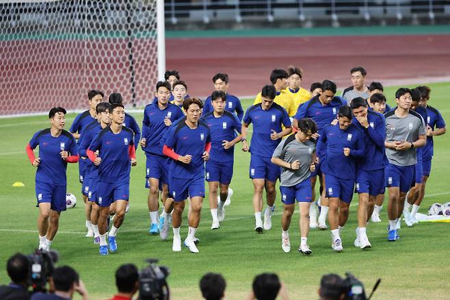 ‘홍명보호’ 축구 대표팀 선수들이이 3일 경기 고양시 고양종합운동장에서 2026 북중미 월드컵 아시아지역 3차 예선을 앞두고 훈련하고 있다. 사진=연합뉴스