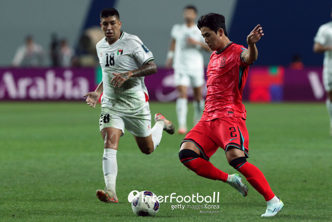 [사진=게티이미지] 홍명보 감독이 이끄는 대한민국 축구 국가대표팀(FIFA 랭킹 23위)은 5일 오후 8시 서울월드컵경기장에서 열린 2026 국제축구연맹(FIFA) 북중미 월드컵(미국-캐나다-멕시코) 아시아 지역 3차 예선 1차전에서 팔레스타인(FIFA 랭킹 96위)과 0-0으로 비겼다. 이날 경기장엔 59,576명이 찾았다.